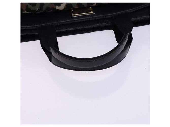 Dolce & Gabbana DOLCE&GABBANA Borsa a mano leopardata in tela 2 vie verde nero Auth bs23143 - vista 7