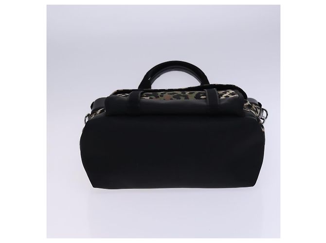 Dolce & Gabbana DOLCE&GABBANA Borsa a mano leopardata in tela 2 vie verde nero Auth bs23143 - vista 9