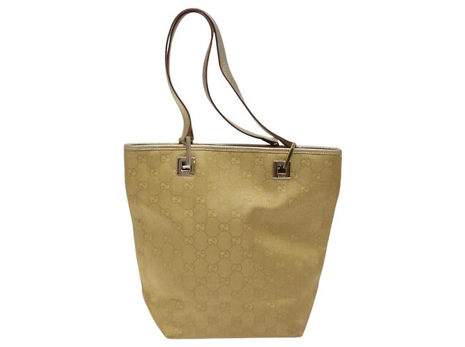 Bolsa tote em canvas GG Gucci dourada 002 1099 Auth nb079 Dourado - vista 2
