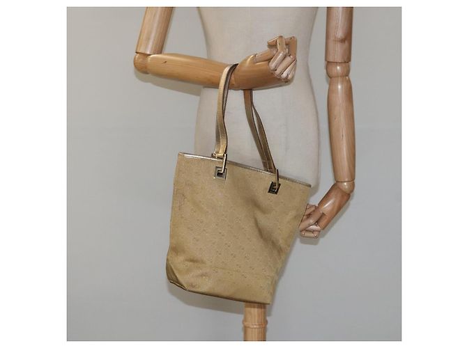 Bolsa tote em canvas GG Gucci dourada 002 1099 Auth nb079 Dourado - vista 21