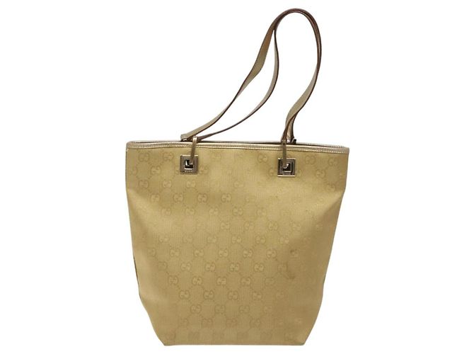 Bolsa tote em canvas GG Gucci dourada 002 1099 Auth nb079 Dourado - vista 3