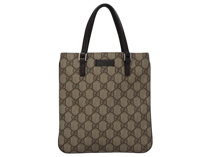 Borsa a mano GUCCI GG Supreme in pelle PVC beige argento 114600 Auth nb246 - vista 2
