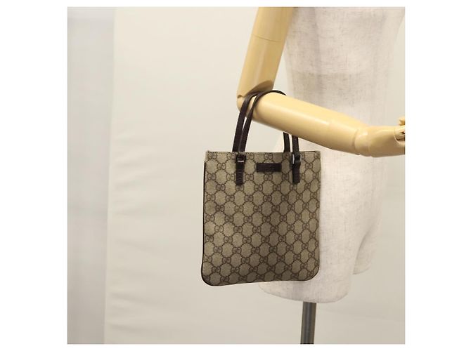 Borsa a mano GUCCI GG Supreme in pelle PVC beige argento 114600 Auth nb246 - vista 22