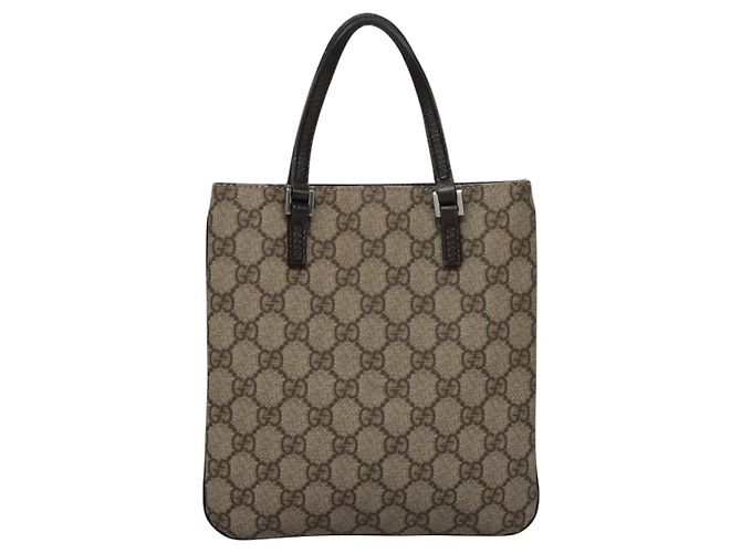 Borsa a mano GUCCI GG Supreme in pelle PVC beige argento 114600 Auth nb246 - vista 3