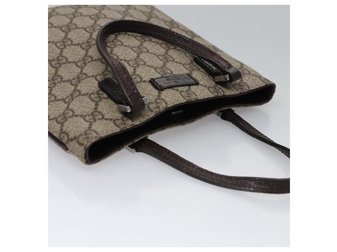Borsa a mano GUCCI GG Supreme in pelle PVC beige argento 114600 Auth nb246 - vista 6