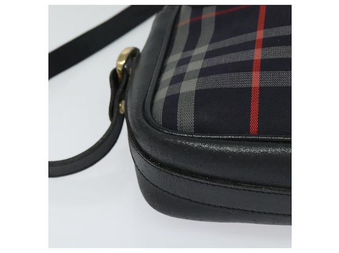 Borsa a mano in tela a quadri Nova di BURBERRY blu navy Auth JB069 - vista 10