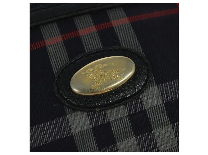 Borsa a mano in tela a quadri Nova di BURBERRY blu navy Auth JB069 - vista 14