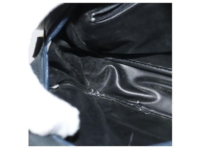 Borsa a mano in tela a quadri Nova di BURBERRY blu navy Auth JB069 - vista 18