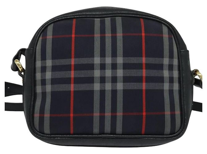 Borsa a mano in tela a quadri Nova di BURBERRY blu navy Auth JB069 - vista 3
