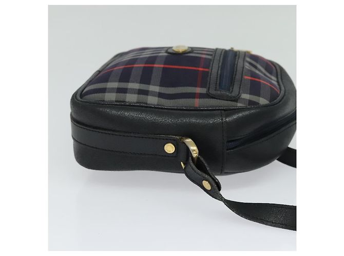 Borsa a mano in tela a quadri Nova di BURBERRY blu navy Auth JB069 - vista 5