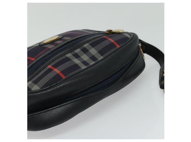 Borsa a mano in tela a quadri Nova di BURBERRY blu navy Auth JB069 - vista 6