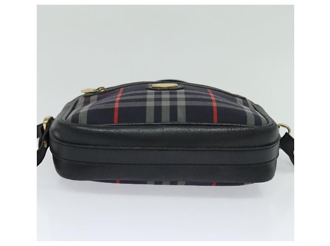 Borsa a mano in tela a quadri Nova di BURBERRY blu navy Auth JB069 - vista 9