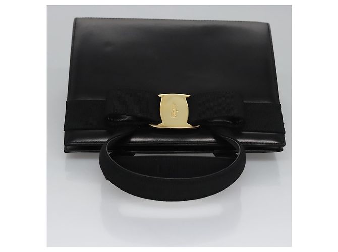 Borsa a mano in pelle nera e oro Salvatore Ferragamo Vala Auth bs23240 Nero D'oro - vista 6