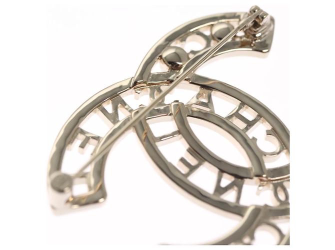 Spilla in metallo argento CHANEL COCO Mark CC Auth bs23017 - vista 11