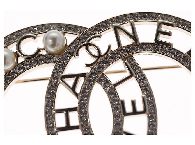 Spilla in metallo argento CHANEL COCO Mark CC Auth bs23017 - vista 5