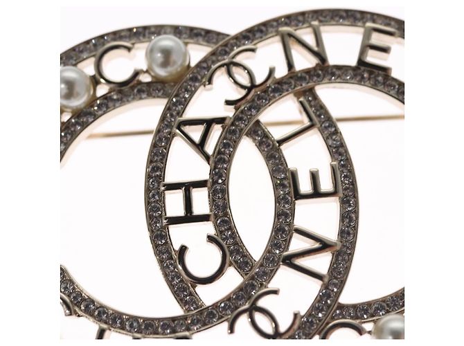 Spilla in metallo argento CHANEL COCO Mark CC Auth bs23017 - vista 7