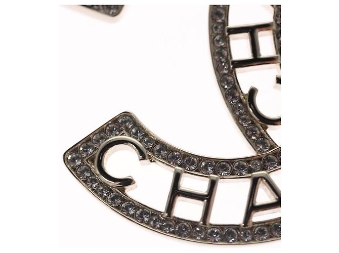 Spilla in metallo argento CHANEL COCO Mark CC Auth bs23017 - vista 8