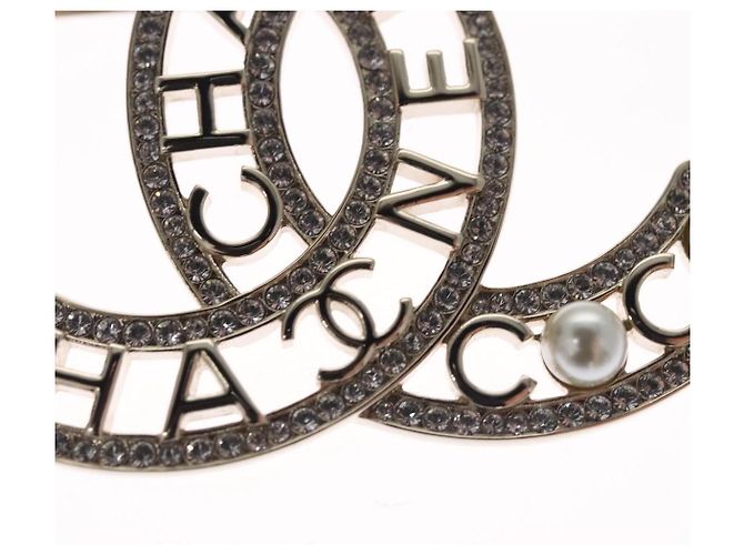 Spilla in metallo argento CHANEL COCO Mark CC Auth bs23017 - vista 9