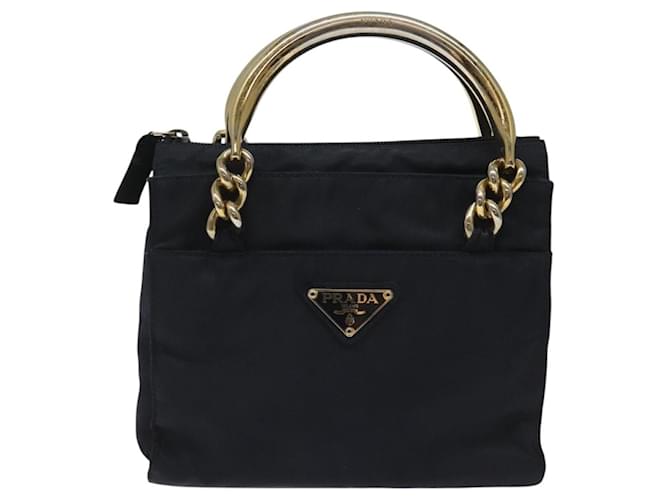 PRADA Borsa a mano in nylon blu navy oro Auth BA355 D'oro - vista 13