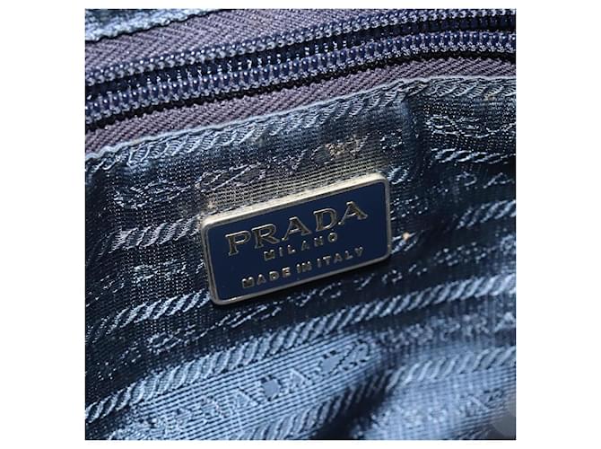 PRADA Borsa a mano in nylon blu navy oro Auth BA355 D'oro - vista 18
