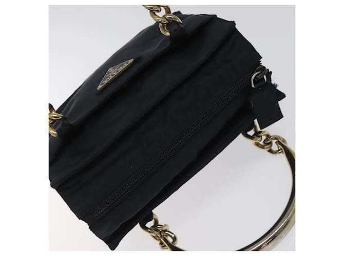 PRADA Borsa a mano in nylon blu navy oro Auth BA355 D'oro - vista 6