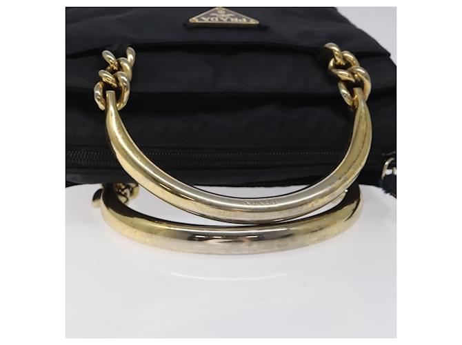 PRADA Borsa a mano in nylon blu navy oro Auth BA355 D'oro - vista 7
