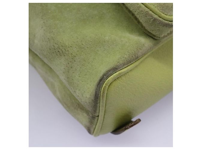 Bamboo Mochila Gucci em couro camurça verde e dourado 003 1956 0030 Auth nb201 - vista 13