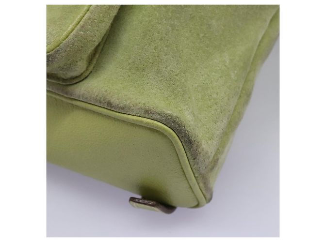 Bamboo Mochila Gucci em couro camurça verde e dourado 003 1956 0030 Auth nb201 - vista 14