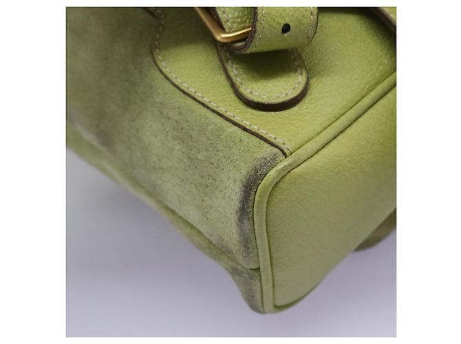 Bamboo Mochila Gucci em couro camurça verde e dourado 003 1956 0030 Auth nb201 - vista 15