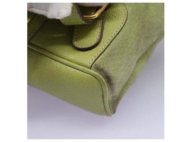 Bamboo Mochila Gucci em couro camurça verde e dourado 003 1956 0030 Auth nb201 - vista 16