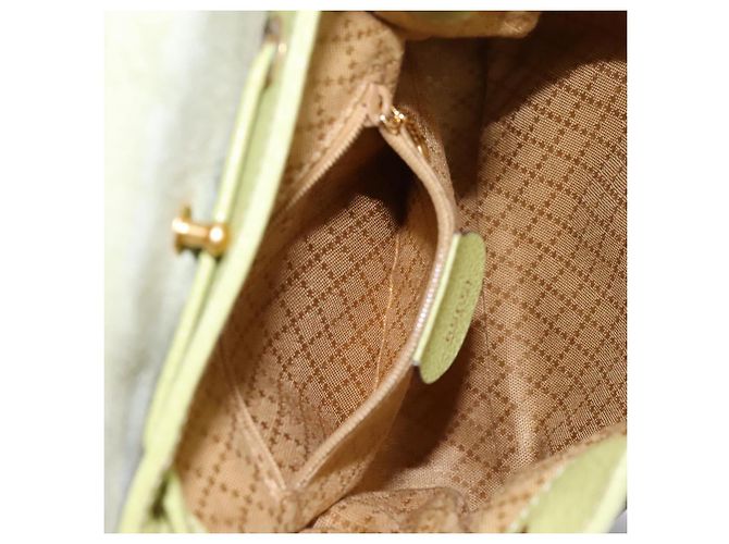 Bamboo Mochila Gucci em couro camurça verde e dourado 003 1956 0030 Auth nb201 - vista 27