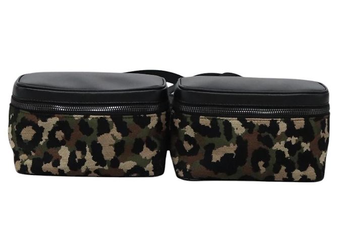 Dolce & Gabbana DOLCE&GABBANA Marsupio Leopardo Tela Verde Nero Auth bs23142 - vista 2