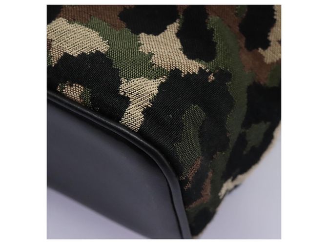 Dolce & Gabbana DOLCE&GABBANA Marsupio Leopardo Tela Verde Nero Auth bs23142 - vista 24