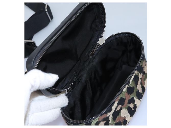 Dolce & Gabbana DOLCE&GABBANA Marsupio Leopardo Tela Verde Nero Auth bs23142 - vista 28