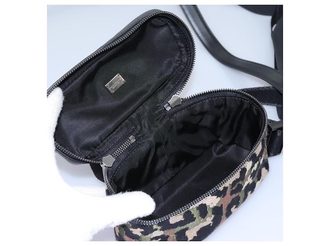 Dolce & Gabbana DOLCE&GABBANA Marsupio Leopardo Tela Verde Nero Auth bs23142 - vista 34