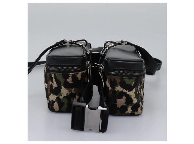 Dolce & Gabbana DOLCE&GABBANA Marsupio Leopardo Tela Verde Nero Auth bs23142 - vista 4
