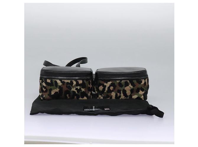 Dolce & Gabbana DOLCE&GABBANA Marsupio Leopardo Tela Verde Nero Auth bs23142 - vista 40