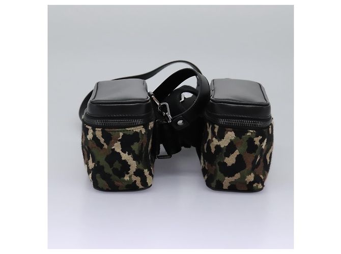 Dolce & Gabbana DOLCE&GABBANA Marsupio Leopardo Tela Verde Nero Auth bs23142 - vista 5