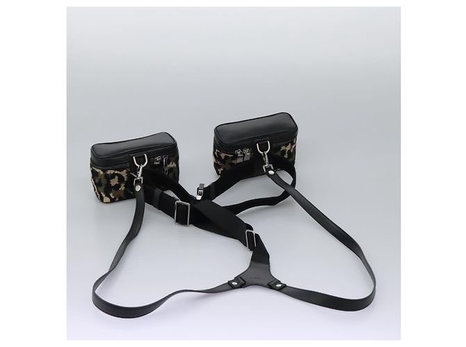 Dolce & Gabbana DOLCE&GABBANA Marsupio Leopardo Tela Verde Nero Auth bs23142 - vista 7