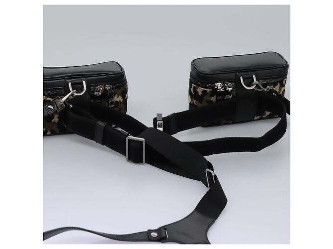 Dolce & Gabbana DOLCE&GABBANA Marsupio Leopardo Tela Verde Nero Auth bs23142 - vista 8