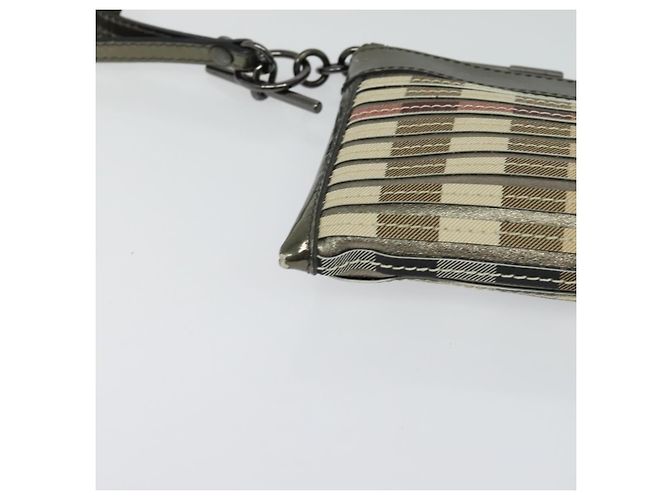 Bolso clutch de PVC beige dorado con estampado Nova Check de BURBERRY Auth bs23425 - vista 10