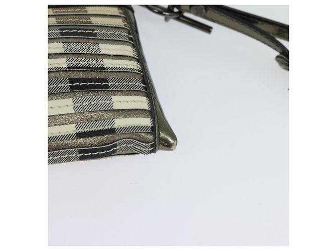 Bolso clutch de PVC beige dorado con estampado Nova Check de BURBERRY Auth bs23425 - vista 13