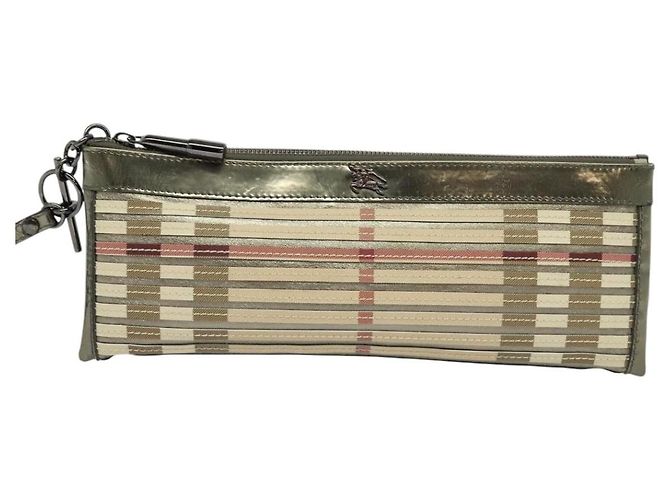 Bolso clutch de PVC beige dorado con estampado Nova Check de BURBERRY Auth bs23425 - vista 2