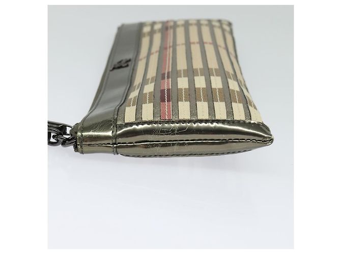 Bolso clutch de PVC beige dorado con estampado Nova Check de BURBERRY Auth bs23425 - vista 4