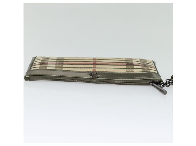Bolso clutch de PVC beige dorado con estampado Nova Check de BURBERRY Auth bs23425 - vista 6