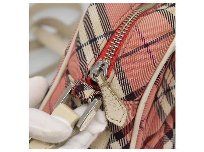 Borsa a spalla Burberry Nova Check Blue Label in tela rossa Auth ti2797 Rosso - vista 15