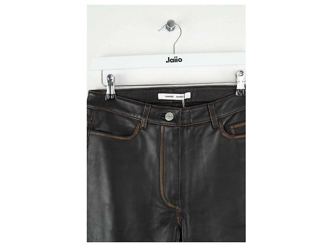 Autre Marque Pantalones de cuero rectos Negro - vista 2