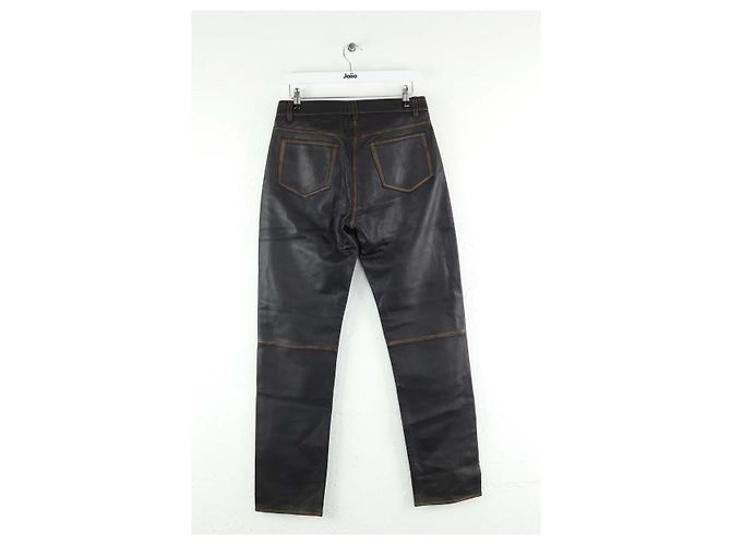 Autre Marque Pantalones de cuero rectos Negro - vista 3