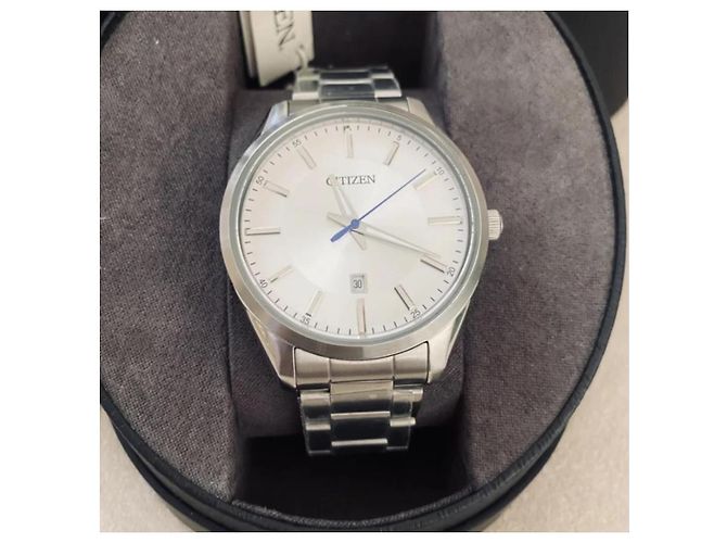 Autre Marque Relógio Citizen Masculino de Quartzo Aço Prata Mostrador Branco Hardware prateado - vista 2