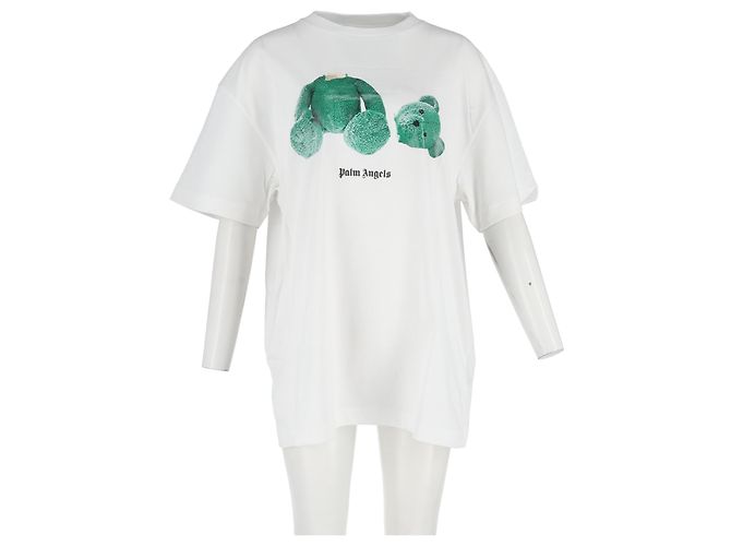 T-shirt Palm Angels con stampa orso in cotone bianco - vista 4